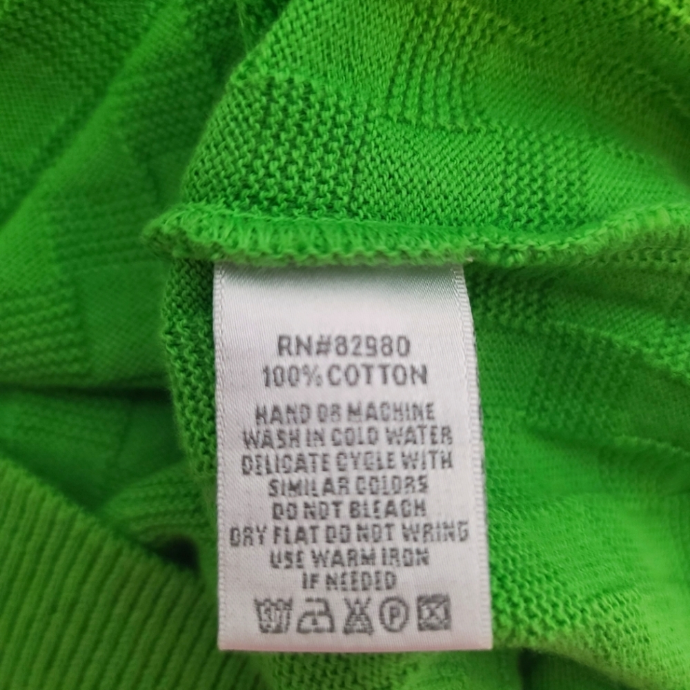 Vintage Women’s Green Checkered Cotton V-Neck Sweater – Y2K Preppy Style – Size - Picture 5 of 8
